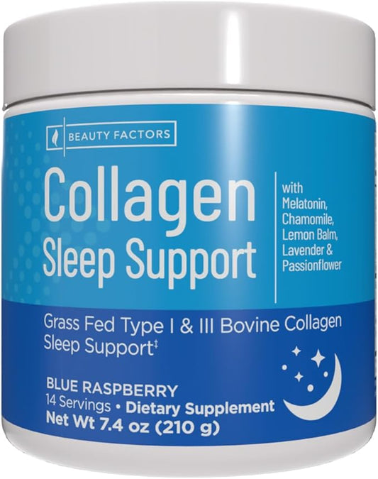 Windmill Natural Vitamins Collagen Sleep Support, with Melatonin, Chamomile, Lemon Balm, Supports Hair, Skin and Nails, Type I & III Grass Fed Collagen, Sleep Support, Blue Raspberry Flavor