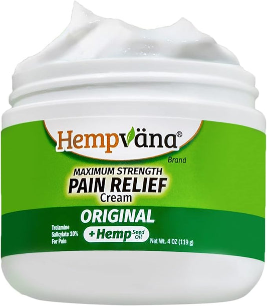Hempvana Maximum Strength Relief Cream. Hemp Seed Oil for Muscles & Joints, AS-SEEN-ON-TV, Odor-Free, Non-Greasy, Long-Lasting Relief
