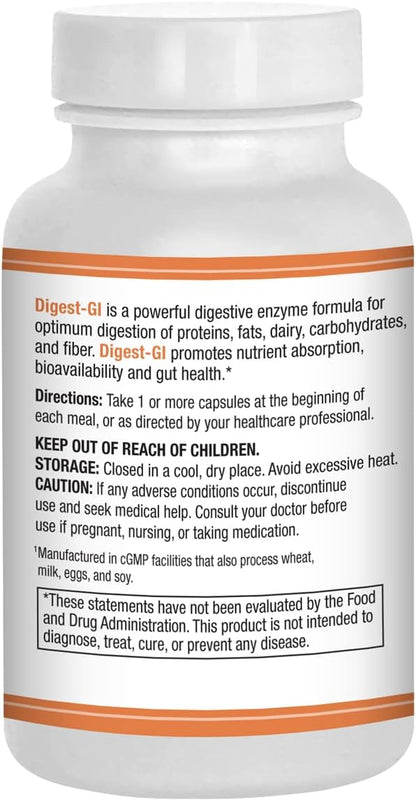 Digest-GI Digestive Enzyme - (90 x 2) Vegetarian Capsules-Digestion and Bloating Relief for Women and Men