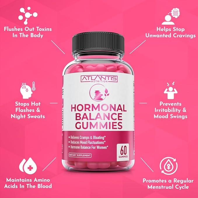 Atlantis Nutrition Hormonal Balance PMS Relief 60 Gummies + Sugar Free Keto Apple Cider Vinegar 60 Gummies