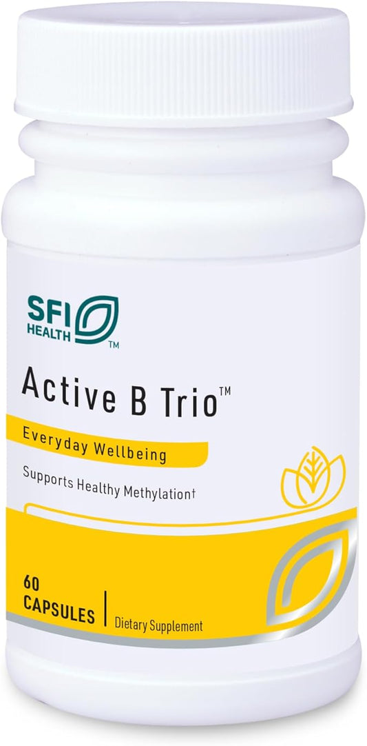 Klaire Labs SFI Health Active B Trio - Methylated Vitamin B Complex with B6, B12 & Folate - Bioactive Vitamins for Enhanced Absorption - Promote Healthy Energy & Cognition (60 Capsules)