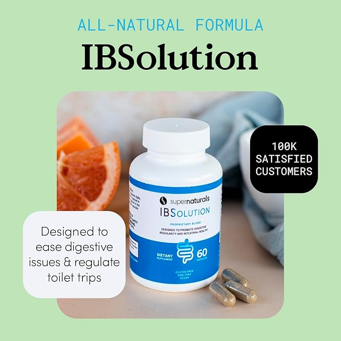 JLM NUTRITIONALS Supernaturals IBSolution - Support for Bloating, Constipation, Diarrhea, and Gas, Bowel Support Digestion Supplement, Vegan, 60 Count