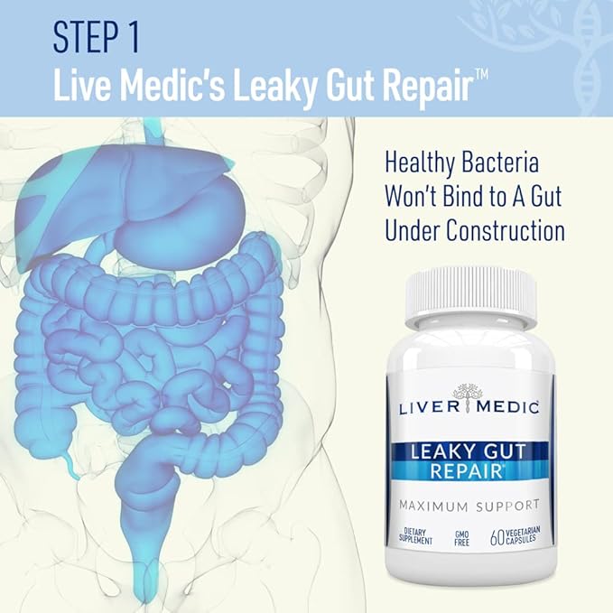 Leaky Gut Repair Supplement - Glutamine, Slippery Elm, Quercetin, Licorice Root. Supports IBS, Heartburn, Bloating, Gas, Constipation, SIBO, Energy Levels, 120CT
