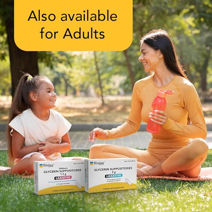 Rising Health - Fast Relief Medicated Laxative Suppositories for Kids - Rectal Use Only, Children's Glycerin 1.2 g - Gentle & Quick Constipation Relief (25 Count, 25, Count)