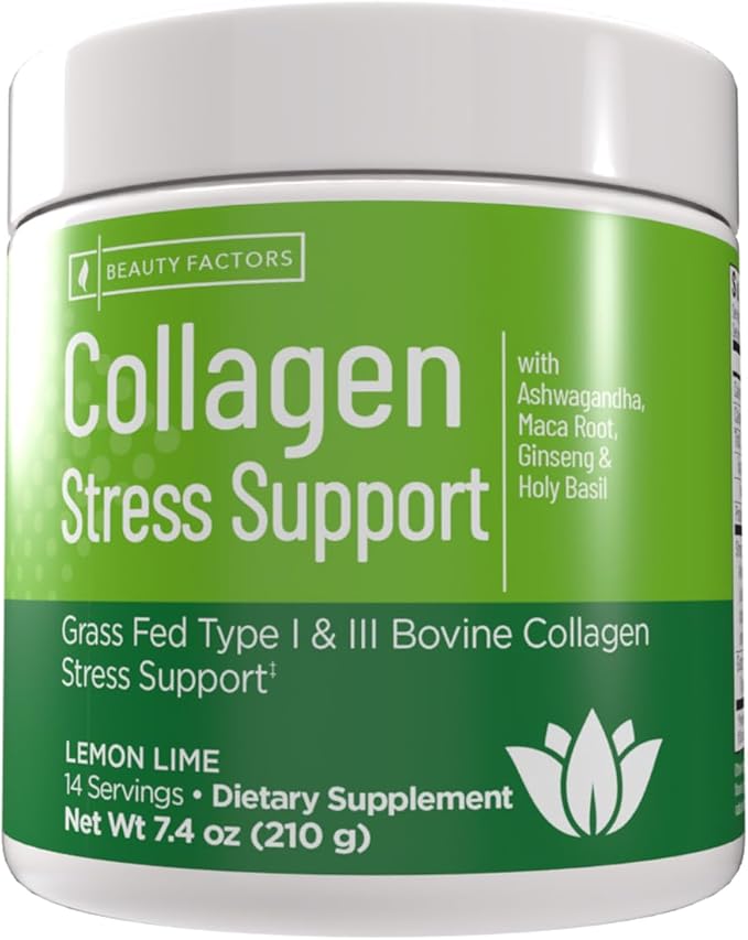 Windmill Natural Vitamins Collagen Support with Ashwagandha, Maca Root, Ginseng & Holy Basil, Supports Hair, Skin and Nails, Type I & III Grass Fed Collagen, Lemon Lime Flavor