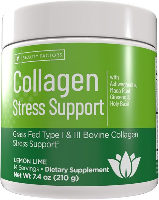 Windmill Natural Vitamins Collagen Support with Ashwagandha, Maca Root, Ginseng & Holy Basil, Supports Hair, Skin and Nails, Type I & III Grass Fed Collagen, Lemon Lime Flavor
