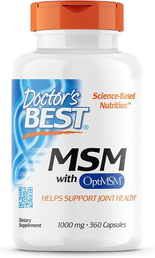 Doctors BEST MSM, Supports Hair, Skin, Nails, & Joints, Non-GMO, Gluten Free, 3000 mg Per Serving, 360 Capsules