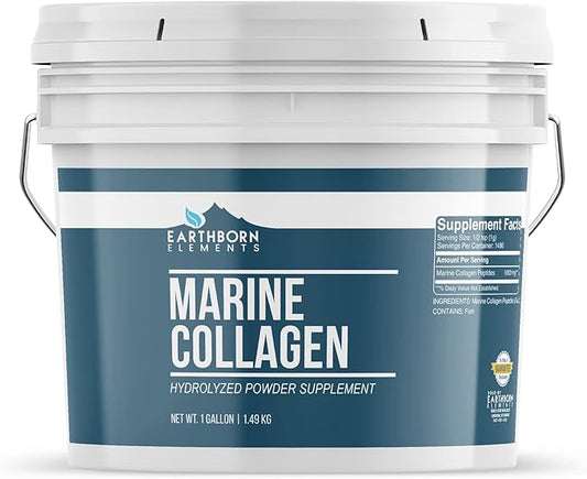 Earthborn Elements Hydrolyzed Marine Collagen Peptides Powder 1 Gallon Bucket, Pure & Undiluted, Dietary Supplement
