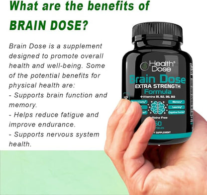 Brain Dose Premium Nootropics - Caffeine-Free Extra Strength Formula for Men & Women - Supports Brain Health, Cognitive Focus & Memory Retention, Pack of 5.