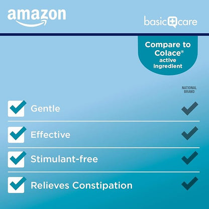Amazon Basic Care Stool Softener Laxative, Docusate Sodium 100 mg, Softgels, for Constipation Relief, 100 Count (Pack of 2)