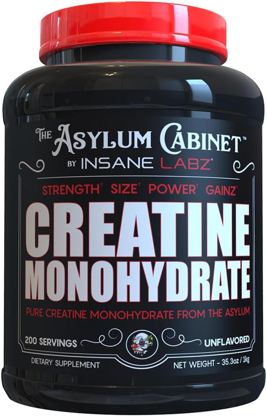 Insane Labz Insane Creatine Monohydrate Powder - Unflavored, Pre Workout, Post Workout, Strength Size Power, 200 Servings
