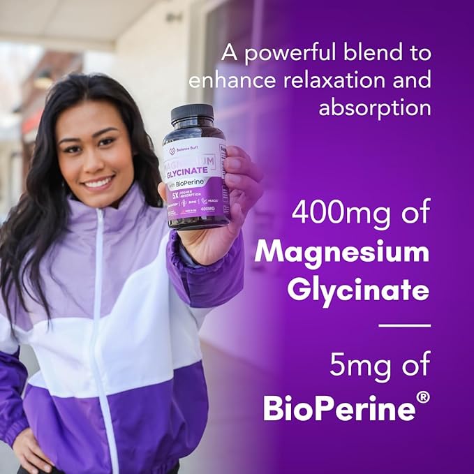 Magnesium Glycinate 400mg - 5X Higher Absorption - Support Stress Relief, Sleep, Bone Health - 100% Chelated - Pure Magnesium Supplement - 90 Veggie Capsules