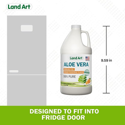 Pure Aloe Vera Drinkable Gel - Orange Tangerine Flavored - Cold-Processed Inner Filet - from Organic Fresh Leaves from Texas - for Heartburn Relief - Acid Reflux - 64 fl oz