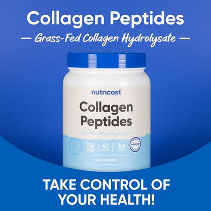 Nutricost Collagen Peptides Powder 1LB (454 G) - Grass Fed Bovine Collagen Hydrolysate (Unflavored)