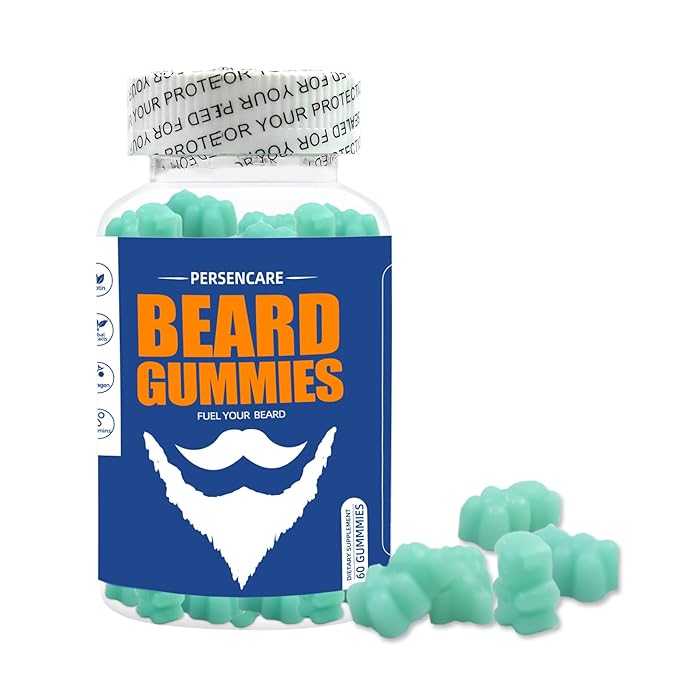 Big Beard Growth Gummy for Men, 60 Blueberry Flavored Gummies, with 10K MCG Biotin B12 Collagen and Elite Beard Hair Grooming Nutrients & Vitamins, Grow Stronger, Longer, Thicker & Fuller Beard
