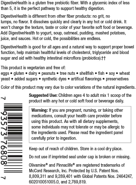 DigestiveHealth Prebiotic Fiber Boost Supplement 11.7g | Gut & Digestive System Health | Ease Gas, Constipation and Bloating | Olivamine, Keto, Non-GMO