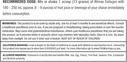 ALLMAX Nutrition Grass Fed & Pasture Raised Collagen with 10,000 mcg Biotin + 90 mg Vitamin C, Chocolate, 15.5 oz (440 g)