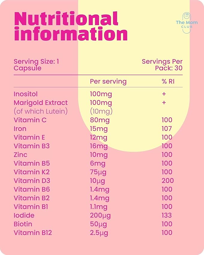 2nd Trimester Prenatal Vitamins – 30 Capsules | Iron, Lutein, B Complex & Inositol for Energy, Gestational Support, and Immune Boost | Vegan Pregnancy Supplements – Weeks 13-27