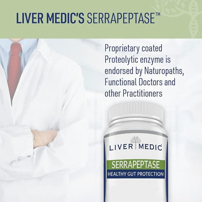 Serrapeptase Pure Digestive Enzymes (Enteric Coated) – Premium Healthy Gut Protection & Liver Support – Non-GMO, Vegan Liver Supplement for Gut Health. Digestive Enzymes & Tissue Support (60 Caps)