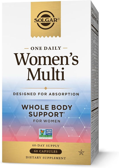Solgar One Daily Women's Multi Whole Body Support Highly Absorbable Delayed Release Vitamin for Women, Supplement for Immune, Heart, Energy, Stress, Hair Skin Nails & Reproductive Health, 60 Servings