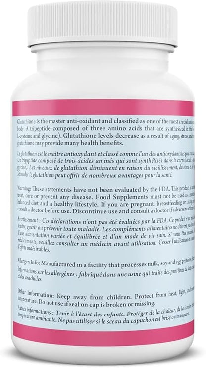 L Glutathione Skin Lightening Brightening Pills 1000 mg Antioxidant Anti Aging to Support Liver Health & Detox Help Immune & Brain Function Reduce Free Radical Damage Vegan 60 Capsules