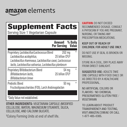 Amazon Elements Women's Probiotic 50 billion CFU per serving, vegetarian, Supports Urinary Track and Vaginal Health, 60 capsules