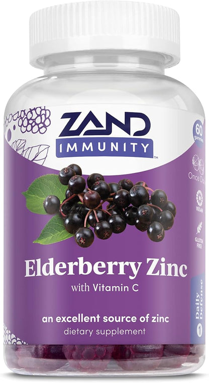Zand Elderberry Zinc Immunity Gummies with Vitamin C | Year-Round Immune Support for Children & Adults | 60ct, 30 Serv.