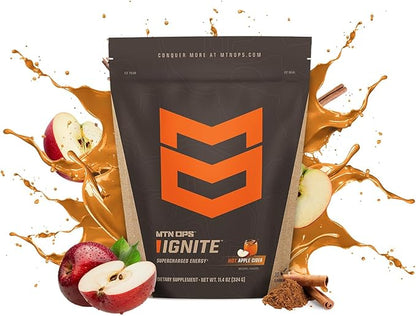 MTN OPS Hot Ignite Instant Coffee Nootropic & L-Arginine L-Citrulline for Cognitive Clarity, Mental Focus & Nitric-Oxide Boost | 200mg Caffeine per Serving, 30 Servings | Apple Cider