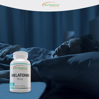 Melatonin 10 mg Tablets – Quick Release Natural Nighttime Sleep Aid for Adults. (180 Count)