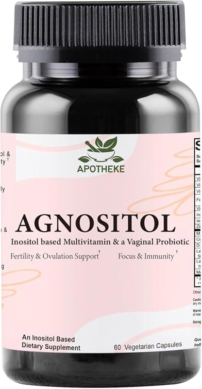 AGNOSITOL Prenatal Vitamin, Vaginal Probiotic with SMART Bacteria, Fertility, Ovulation & PCOS Support, Hormone Balance & Vaginal Health Supplement. Inositol 40:1, Folic Acid, Vitamins D3 B6/1
