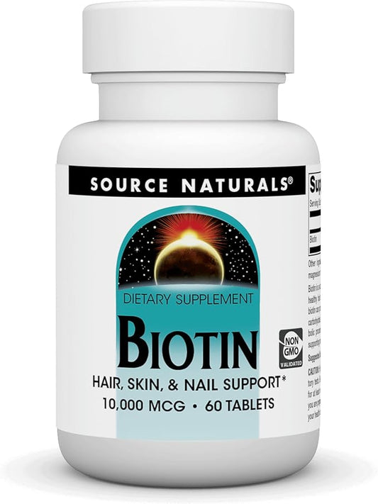 Source Naturals Biotin, Hair, Skin, and Nail Support*, 10,000 mcg - Non-GMO - 60 Tablets
