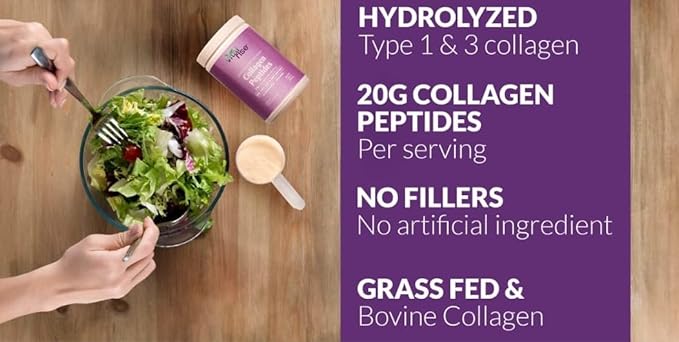 Naturally-Sourced Hydrolyzed Collagen Powder - Hair, Skin, Nail, and Joint Support - Type I & III Grass-Fed Collagen Supplement for Women | Non-GMO, Dairy-Free | 9.88 Oz (280g) Unflavored
