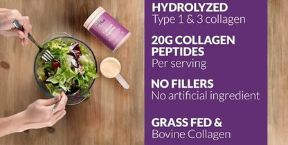Naturally-Sourced Hydrolyzed Collagen Powder - Hair, Skin, Nail, and Joint Support - Type I & III Grass-Fed Collagen Supplement for Women | Non-GMO, Dairy-Free | 9.88 Oz (280g) Unflavored