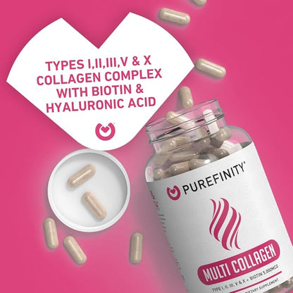Collagen Peptides for Women – Type I, II, III, V & X with Biotin & Hyaluronic Acid, Supports Healthy Skin, Bones, Hair & Nails – Non-GMO, Grass-Fed, 90 Capsules (1 Month Supply)