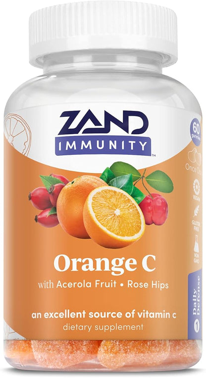 Zand Orange C Gummies | Immune Support for Adults & Kids with Vitamin C, Acerola & Rose HIPS | 60ct, 30 Serv.