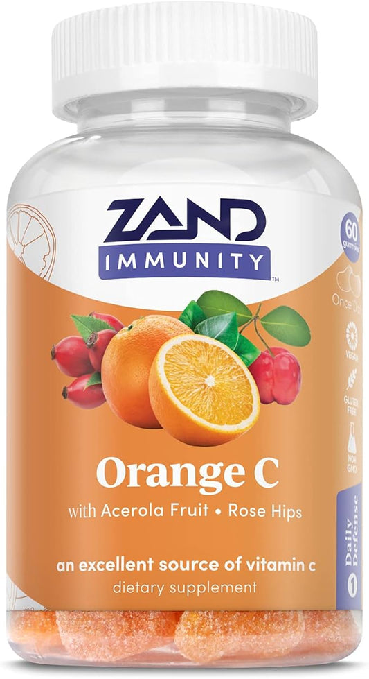 Zand Orange C Gummies | Immune Support for Adults & Kids with Vitamin C, Acerola & Rose HIPS | 60ct, 30 Serv.