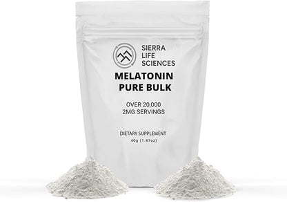 Melatonin | Natural Sleep Aid Bulk Powder | Custom Dose 2mg - 5mg Replace Capsules (40g - 20,000 Doses)