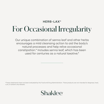 Shaklee - Herb-Lax® Gentle Laxative - Herbal Blend with Senna Leaf for Digestive Health & Regularity - Occasional Constipation Support- Enhanced Proprietary Formula - 240 Tablets