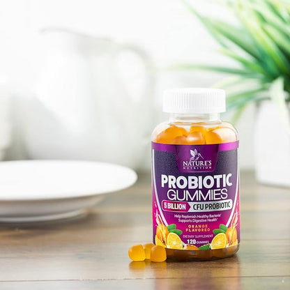 Probiotic Gummies for Women & Men's Digestive Health, 5 Billion CFU, Best Daily Probiotics Gummy for Vaginal, Immune Support & Gut Health, Supports Occasional Constipation Gas & Bloating, 120 Gummies