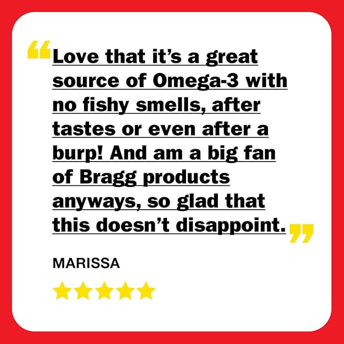 BRAGG Omega-3 Supplement Capsules with DHA and EPA - 60 Vegan Softgels - Sustainably-Sourced Marine Algae - Supports Eye and Brain Health