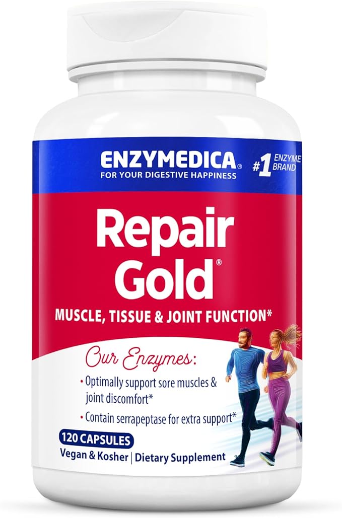 Enzymedica, Repair Gold, Proteolytic Enzymes, Joint Support Supplement, Promotes Muscle Recovery & Tissue Function, 120 Count