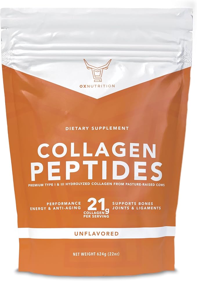 Collagen Peptides Powder, Large 22oz, Hydrolyzed Collagen, Collagen Powder for Healty Skin Hair Nail Joints, Grass Fed, Pasture Raised, Certified cGMP, Non-GMO, Gluten Free, 3P Tested Unflavored