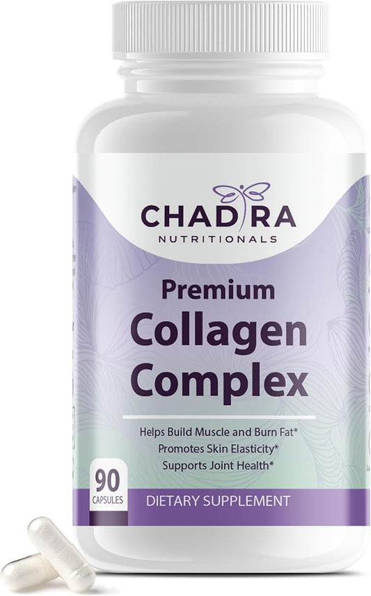 Premium Collagen Complex Type I & III Hydrolyzed Collagen Peptides for Women - Skin, Hair, Joint, & Muscle Support Collagen Supplements - Grass Fed, Non GMO - 90 Capsules