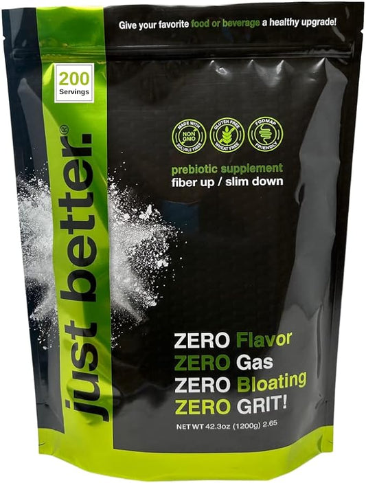 Prebiotic Fiber Supplement for a Healthy Gut | Fiber Powder with Zero Grit Zero Taste and No Bloating or Gas | Feel Full Faster | Keto Non-GMO Gluten Free Vegan 200 Servings