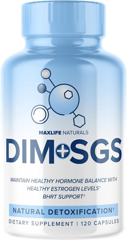 DIM SGS + with Detox Support – DIM Supplement Menopause Support for Women - Dim with Sulforaphane Glucosinolate SGS – Enhanced Absorption with Bioperine – 120 Capsules, 2-Month Supply