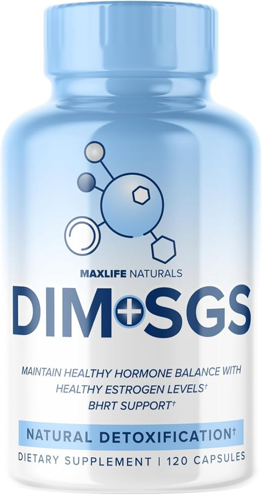 DIM SGS + with Detox Support – DIM Supplement Menopause Support for Women - Dim with Sulforaphane Glucosinolate SGS – Enhanced Absorption with Bioperine – 120 Capsules, 2-Month Supply