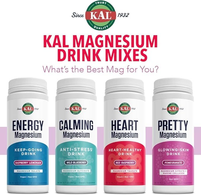 KAL Pretty Magnesium Glowing-Skin Drink | 325mg Mag Citrate + Marine Collagen | Cellular & Skin Health, 10.7oz, 70 Serv.
