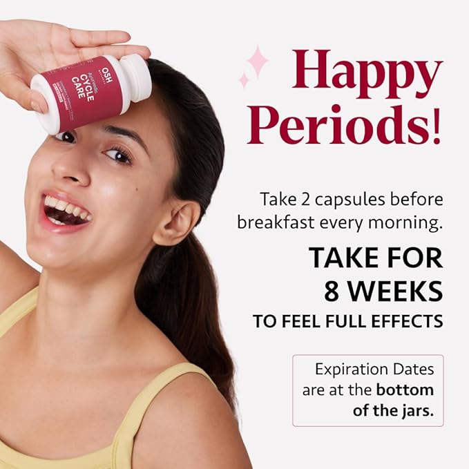 Holistic PMS & Symptom Relief for Women | Ayurvedic Menstrual Cycle Regulator | Made in USA | Eases Hormonal Cramps, Bloating & Acne | Vitex, Bacopa, Shatavari, Borage Oil & Brahmi– OSH Wellness