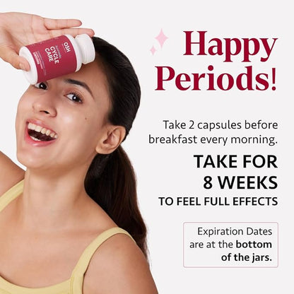 Holistic PMS & Symptom Relief for Women | Ayurvedic Menstrual Cycle Regulator | Made in USA | Eases Hormonal Cramps, Bloating & Acne | Vitex, Bacopa, Shatavari, Borage Oil & Brahmi– OSH Wellness