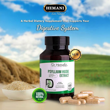 Dr. HERBALIST Psyllium Husk Capsules | 500mg Fast Absorbing Psyllium Fiber | Easy to Swallow & Digest | Digestive Health Support | Dietary Fiber Supplement | Fiber Capsules | Psyllium Fiber Capsules